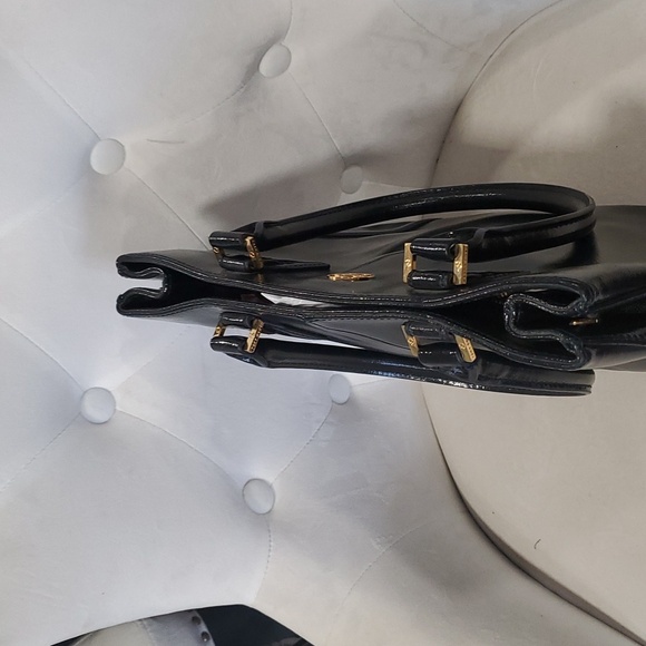 Vtg Tory burch black leather top handle shoulder bag - Picture 7 of 17